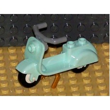Part 15396c01 Light Aqua Scooter with Pearl Gold Stand and Light Bluish Gray Angular Handlebars - Complete Assembly 